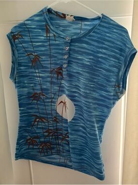 Double Knit Blue Blouse Size M
